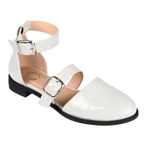 Journee Women's Constance Double Buckle Ankle Strap Flats Gray Size 6